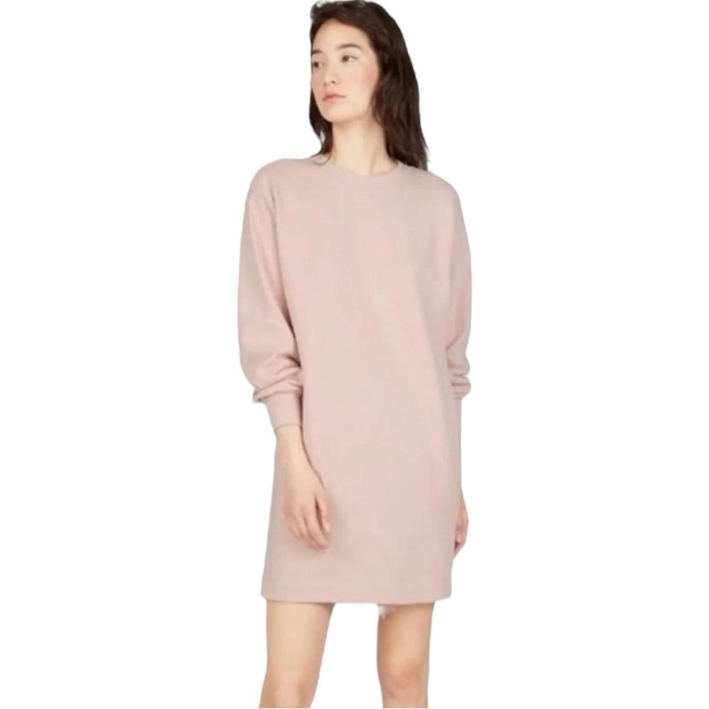 Everlane French Terry Crew Neck Dress Pink XS